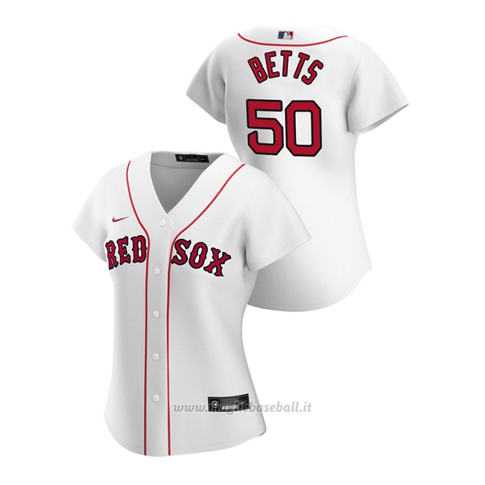 Maglia Baseball Donna Boston Red Sox Mookie Betts 2020 Replica Primera Bianco